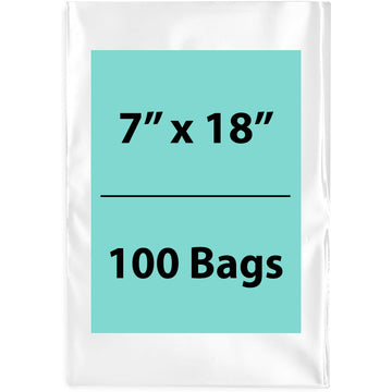 Clear Poly Bags 1.5 Mil 7" X 18" 100 Bags